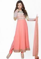 Touch Trends Pink Embroidered Dress Material women