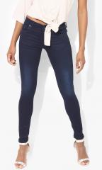 Vero Moda Navy Blue Washed Low Rise Skinny Fit Jeans women