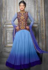 Vida Blue Embroidered Dress Materials women