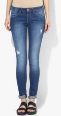 Wrangler Blue Washed Low Rise Skinny Jeans women