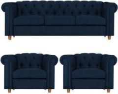 Adorn Homez Startford Fabric 3 + 1 + 1 Blue Sofa Set
