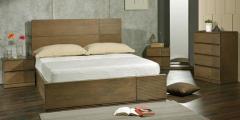 CasaCraft Adriano Queen Size Bed with Storage in Belgian Oak Finish