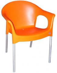 Cello Metallo Cafeteria Chair Set of Two in Orange Colour