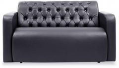 Durian Two Seater Sofa with Tufted Back & Arm Rest in Black Colour