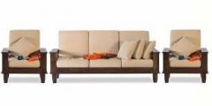 Global Craft Fabric 3 + 1 + 1 Walnut Brown Sofa Set