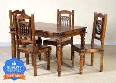 Loonart Solid Wood Four Seater Dining Set For Dining Room / Restaurant Solid Wood 4 Seater Dining Set