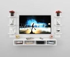 Product Unique Double Side Wall Shelf Tv Unit Set Top Box Stand And Wall Shelf Display Rack Engineered Wood TV Entertainment Unit