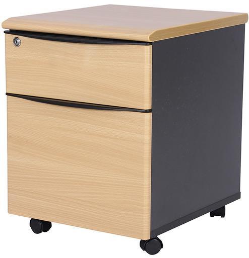 Stellar Mobile Pedestal with Two Drawers in Beech & Dark Grey Colour