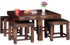 Woodsworth Mexico Sheesham Wood Coffee Table Set in Provincial Teak Finish