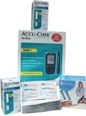 Accu Check Accu Chek Active Sugar Meter+ Active 50 Test Strips Pack+ 100 Lancets+ 100 Alcohol Swabs Combo Glucometer