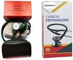 Agarwals Doctor Aneroid Sphygmomanometer Made In Japan Original With Carbon Stethoscope Health Care Appliance Combo