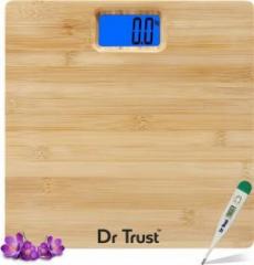 Dr. Trust Modern Genuine Luxury Bamboo Personal Scale with Digital Blue Backlight Screen Weighing Scale
