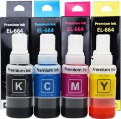 Greenberri Ink Refill For T664 L100, L110, L130, L200, L210, L220, L300, L385, L455, L555, L565, L1300 Black + Tri Color Combo Pack Ink Bottle