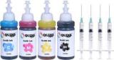 Quink Refill ink for HP cartridge 805, 803, 680, 678, 682, 818, 802, 901, 703, 704 Black + Tri Color Combo Pack Ink Bottle