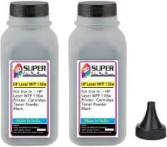 Superc HP Laser MFP 136w Printer Toner Refill Pack Of 2 Bottle With Nozlle 80 gms Black Ink Toner Powder