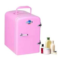 Rockwell 4 Litres Retro Mini Fridge And Warmer, AC/DC Portable Thermoelectric Cooler/Warmer For Skincare, Cosmetics, Snacks & Medicine Pink