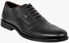 Allen Cooper Black Leather Regular Brogues Shoes men