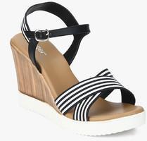Ginger By Lifestyle Black Striped Wedges women