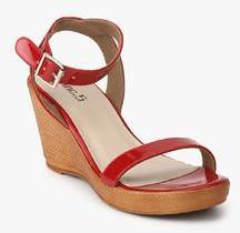 Inc 5 Red Ankle Strap Wedges women