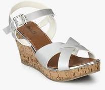 Inc 5 Silver Ankle Strap Wedges women