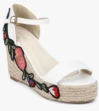 Mft Couture White Floral Ankle Strap Wedges women