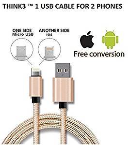 THINK3 2 in 1 Magic Reversible High Quality USB Cable Single Connector for Android and Apple