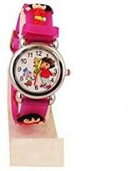 Analogue Girls' Watch Pink Dial Pink Colored Strap