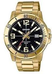 Casio Men Stainless Steel Enticer Analog Black Dial Watch Mtp Vd01G 1Bvudf A1367, Band Color Gold