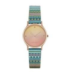 Chumbak Round Dial Analog Watch for Women|Ombre Aztec Collection| Printed Vegan Leather Strap|Gifts for Women/Girls/Ladies |Stylish Fashion Watch for Casual/Work Teal