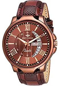 Analogue Men's Watch Brown Dial Brown Colored Strap
