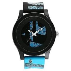 Fastrack Unisex Plastic Tees Analog Black Dial Watch 38025Pp05A, Band Color Blue