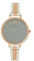 Joker & Witch Women's Agnes Grey Analog Dial Watch Rose Gold and Silver
