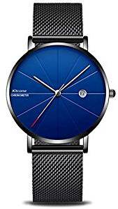 Kitcone Analogue Date & Time Display Shepard Chain Blue Dial Super Slim Mens Watch & Boys Watch BLB1