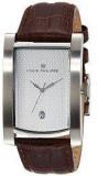 Louis Philippe, Accessories, Louis Philippe 4mm Mens Elegant Date Watch  Silver Stainless Black Leather 85805