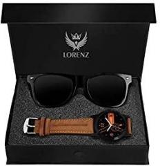 Men's Analog Black Dial Watch and Wayfarer Sunglasses Set Pack of 2