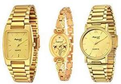 Men's Watch Gold Colored Strap Pack of 3