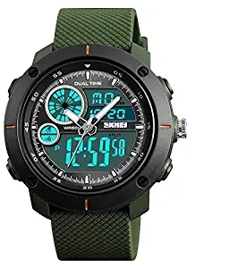 Analogue Men's Watch Black Dial Green Colored Strap