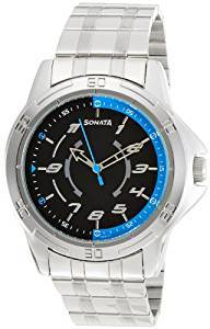 Sonata Analog Black Dial Men's Watch 77001SM01A