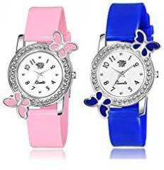 SWADESI STUFF Embellished & Studded Dial Analogue White Dial Girl's Watch White Dial Multicolored Colored Strap Pack of 2