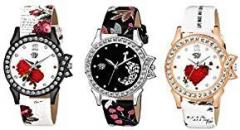 SWADESI STUFF Multi Color Analogue Watch for Women & Girls Combo of 3 Watches
