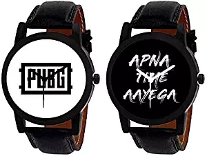 Swadesi Stuff PUBG and Apna Time Aayega Color Analog Combo of 2 Watches for Men & Women