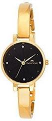 SWISSTONE Analogue Women's Watch Black Dial Gold Colored Strap