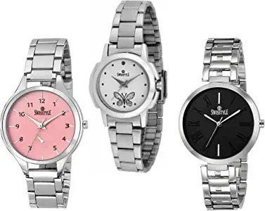 Analogue White Black Pink Dial Women's Combo Of 3 Watch Ss 3Cmb 01