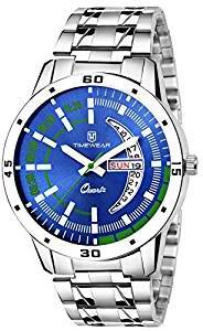 TIMEWEAR Day & Date Functioning Blue Dial Chain Watch for Boys & Men