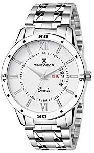 TIMEWEAR Day Date Functioning White Dial Chain Watch for Men